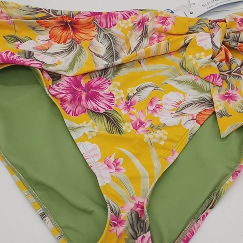 BLEU Rod Beattie Paradiso High Waist Draped Side-Tie Bikini‎ Bottom Canary 14